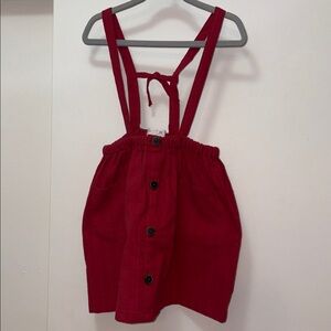 ZARA Red Pinafore Overall Skirt